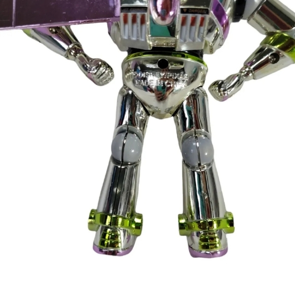 Disney Chrome Silver Intergalactic Buzz Lightyear Figure Missing One Wing Rare - Picture 2 of 6